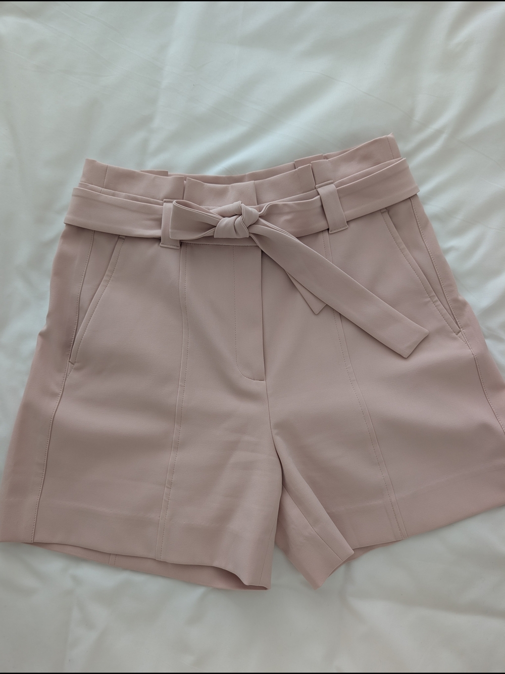 White House Black Market Blush Pink Paperbag Tie-Waist Shorts